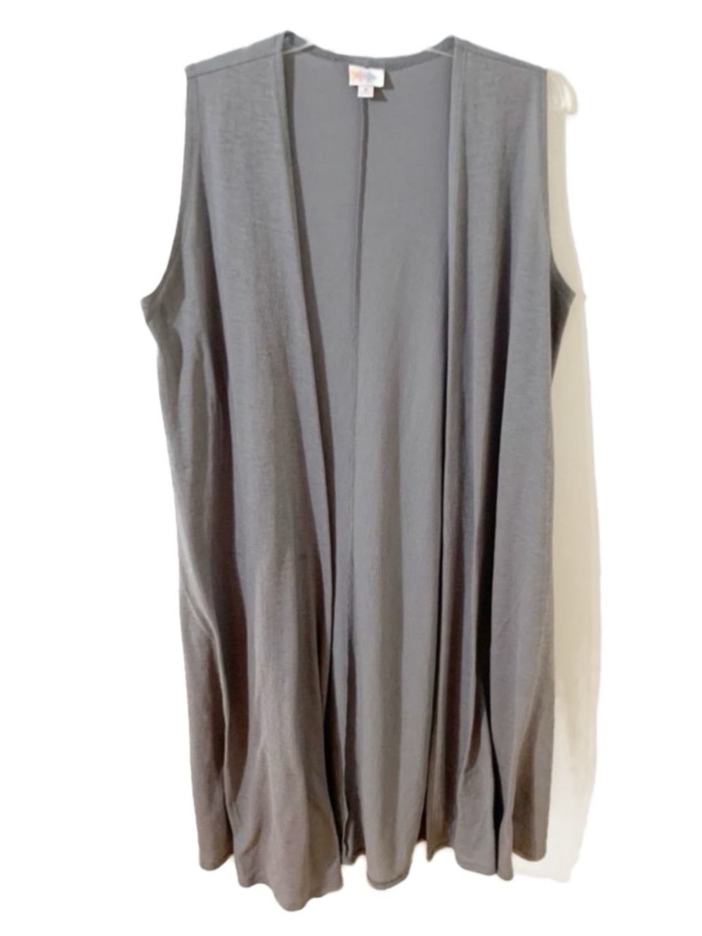 Lula Roe Open Front Sleeveless Maxi Length Cardigan Vest Jacket with Side Slit 🩶
